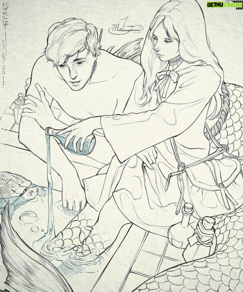 Curie Lu Instagram - Illust no.2, fantasy reportage: witch and merman Two down, one to go! • 3•"