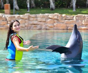 Cyrine Abdel Nour Instagram - كان نهار كتير حلو، تاليا وكريستيانو كتير انبسطو 🐬
شكراً لكل الاشخاص والمدربين يللي خلو هالنهار يكون مميز #دبي #سيرين_عبدالنور 
@aquaventuredubai @atlantisthepalm #dubai