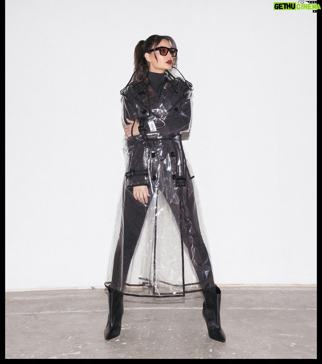 Cyrine Abdel Nour Instagram - Style is personality 😎 Wearing @moncler set and limited edition @dolcegabbana transparent coat via @netaporter