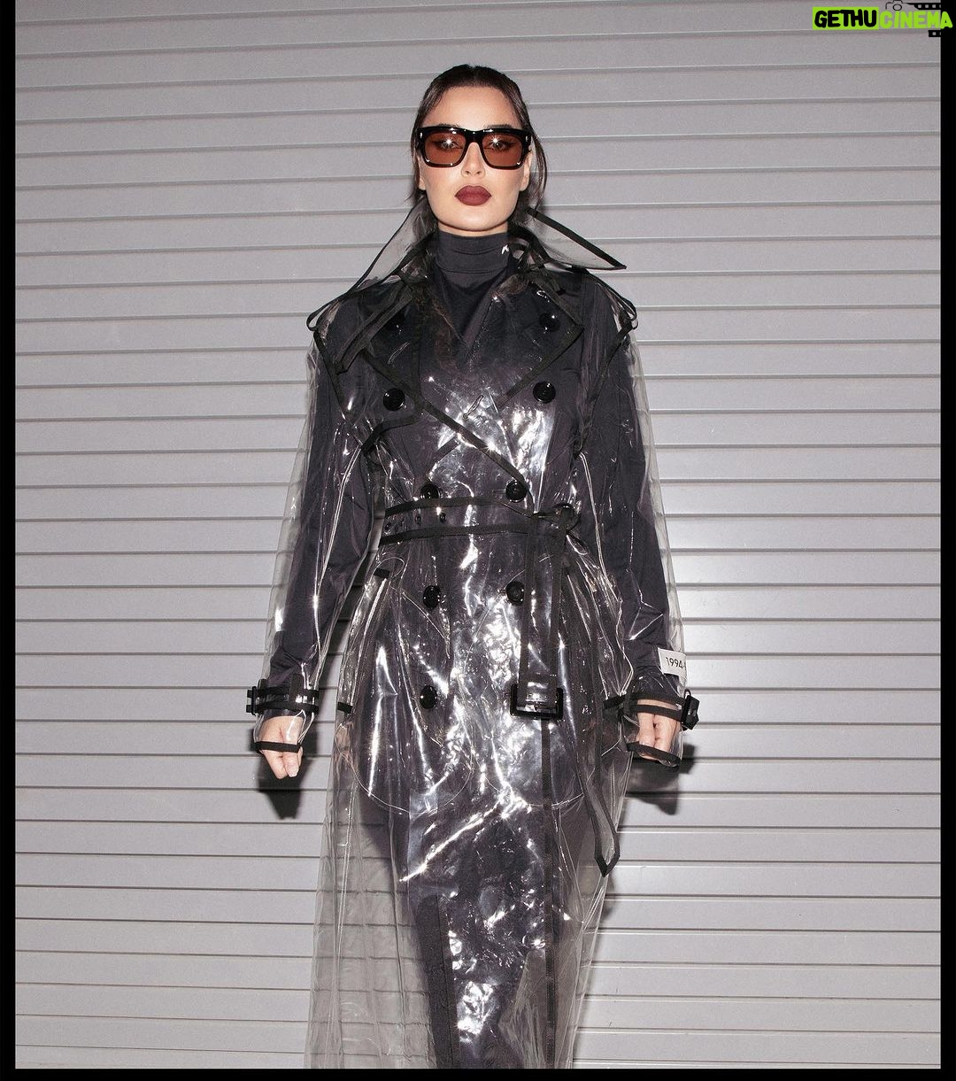 Cyrine Abdel Nour Instagram - Style is personality 😎 Wearing @moncler set and limited edition @dolcegabbana transparent coat via @netaporter