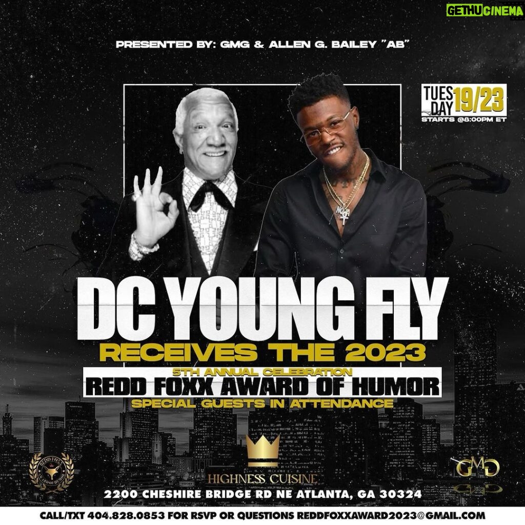 D.C. Young Fly Instagram - ATLANTA PULL UP !!!! It’s goin down on the 19th jus thankful and giv all the glory to GOD for grantin me the strength and aligning my path with the Greats 🙏🏾💪🏾 #ReddFoxxAwardOfHumor