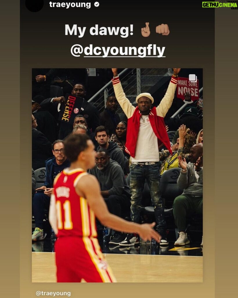 D.C. Young Fly Instagram - Great win tonite @atlhawks !!!! Hangin wit Mr Ray tonite 💪🏾#LoveFamily @traeyoung good game brudda keep puttin on for the City #BasketballTalk #AtlantaMyHome