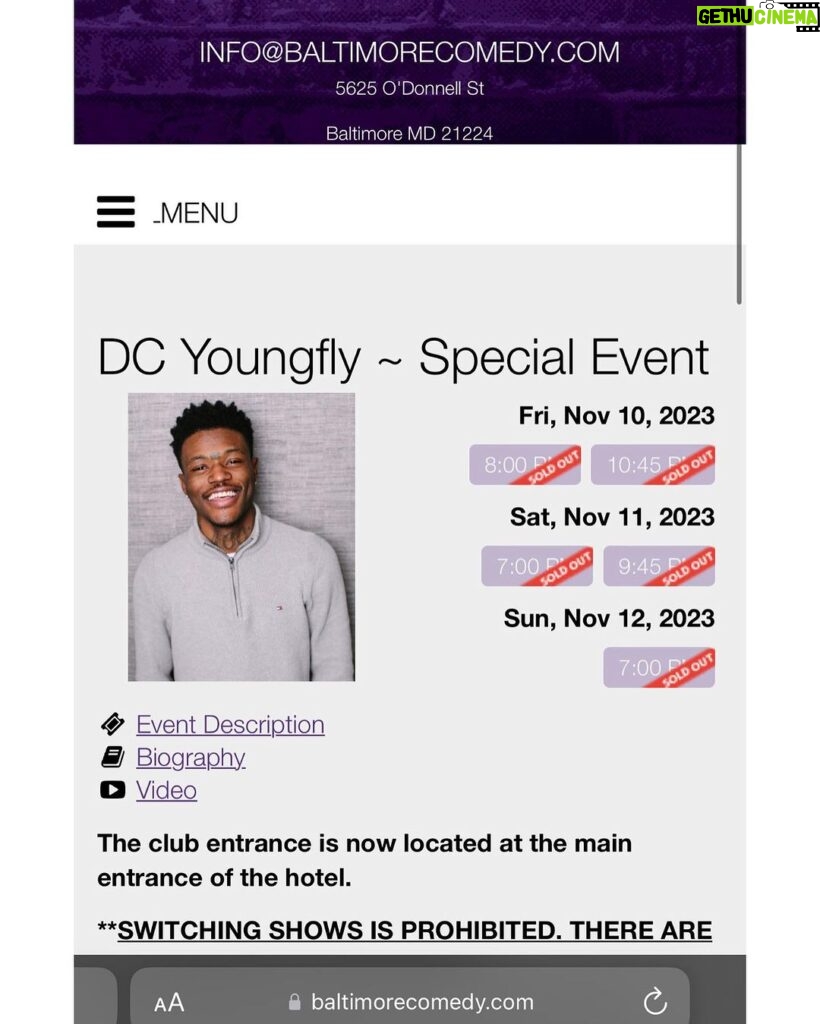 D.C. Young Fly Instagram - We added another show Baltimore!!!!I love yal so much can’t wait to see yal this week