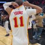 D.C. Young Fly Instagram - Man my dawg @traeyoung gave me the jersey 🔥🔥 my Brudda for life 💪🏾🔥 love seein u prosper foolie 💯 mannn I love the @atlhawks yal Ben puttin on for quite some time 💪🏾 see yal Saturday #TrynaBeSpikeLeeForTheHawks 😂😂
