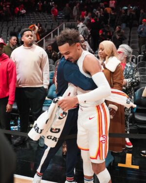 D.C. Young Fly Instagram - Man my dawg @traeyoung gave me the jersey 🔥🔥 my Brudda for life 💪🏾🔥 love seein u prosper foolie 💯 mannn I love the @atlhawks yal Ben puttin on for quite some time 💪🏾 see yal Saturday #TrynaBeSpikeLeeForTheHawks 😂😂