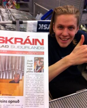 Daði Freyr Instagram - Today is 9 years since I did my first ever performance as a solo artists, under the name Mixophrygian.
My uncle took this picture of me with the local newspaper while I was finishing my shift at Jysk.
I like this picture