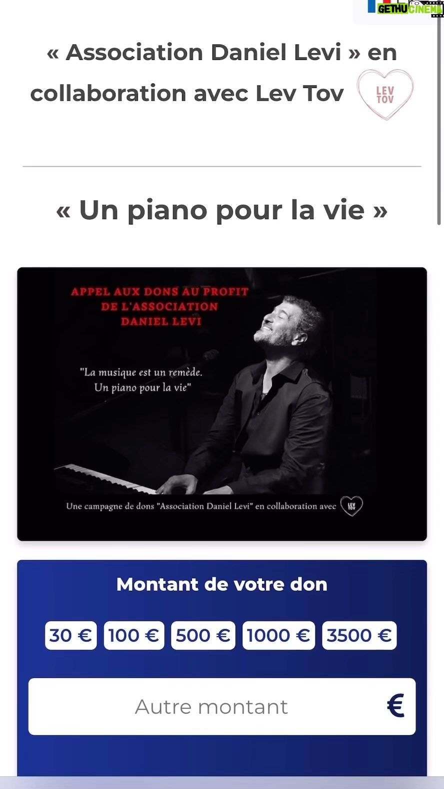 Daniel Lévi Instagram - 💌 Campagne de dons « Association Daniel Levi », en collaboration avec Lev Tov @levtovparis Tous les bénéfices du Gala du 7 novembre ainsi que tous les dons effectués lors de cette campagne serviront à financer l’achat de nombreux pianos que nous déposerons dans tous les hôpitaux, dans un espace dédié à Daniel Levi. Des animations musicales autour de ces pianos auront lieu régulièrement durant toute l’année, assurées par des artistes et musiciens. Merci du fond du cœur pour votre générosité 🙏🏻 💌 Lien de la campagne : https://www.allodons.fr/daniel-levi?locale=fr (lien en bio)