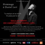 Daniel Lévi Instagram - Le 7 novembre prochain, Julie Zenatti, Laura Mayne, Victoria Sio, Pascal Obispo, Amir, Patrick Bruel, Gad Elmaleh, Patrick Fiori, Enrico Macias, Ralph Adamson, Frédéric Zeitoun, Marc Fichel, Avy Marciano, Julia Guez, Yvan Cujious, Patrice Carmona, la Troupe originale des Dix Commandements et bien d’autres artistes, ses musiciens et le Gospel'N Life Harmony se retrouveront sur la scène du THÉÂTRE MOGADOR pour lui rendre hommage et interpréter ses plus beaux titres. Une soirée de bienveillance, de solidarité et d’amour à son image 🙏🏻🌟 Tous les bénéfices de ce gala ainsi que tous les dons effectués lors de la campagne serviront à financer l’achat de nombreux pianos que nous déposerons dans tous les hôpitaux, dans un espace qui lui sera dédié. Des animations musicales autour de ces pianos auront lieu régulièrement durant toute l'année, assurées par des artistes et musiciens. 🤍 L’ASSOCIATION DANIEL LEVI « Un piano pour la Vie » « La musique était pour Daniel un vrai remède. Lors de ses soins et hospitalisations, il se mettait au piano et partageait avec les autres malades et le personnel soignant ce qu’il aimait et savait si bien faire… DONNER DU BONHEUR AUX AUTRES ❤️ Aujourd'hui, accompagnée de notre fille Nessyel et de ses deux fils Abel et Rephaël, je mènerai à bien son projet tant rêvé 🙏🏻🤍 » Merci à Laurent Bentata de nous offrir ce merveilleux théâtre le temps d’une soirée. Merci à Albert Cohen, à Yves Mayet, à Sam Smadja, à l’association Lev Tov, à François Troller à Véronique Seard et à Anne-Sophie Guebey pour leur soutien dans la réalisation de ce gala ✨ Réservations sur www.eventim.fr/artist/daniel-levi APPEL AUX DONS : Vous pourrez faire vos dons par téléphone ou en ligne à partir du jeudi 20 octobre. Théâtre Mogador