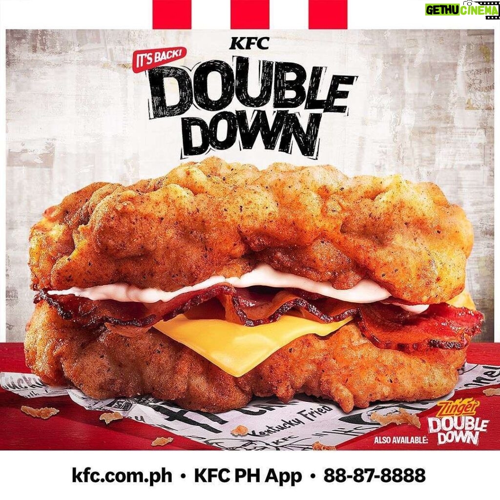 Daniel Padilla Instagram - Legendary cravings unlocked: #KFCDoubleDownIsBack! Indulge in the all-meat wonder, no bun needed. Hurry, Limited time only! #LegendsEatLegends 👌