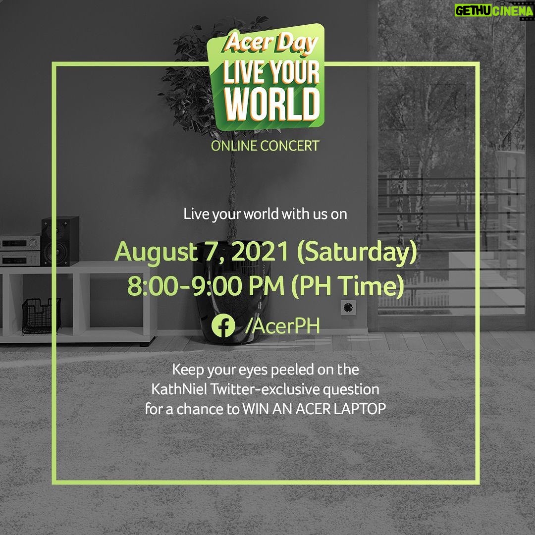 Daniel Padilla - 326.8K Likes - Samahan niyo kame ni Kathryn at mga kaibigan namin sa #AcerDay2021 Online Concert this Saturday, 8 PM!
Gusto rin namin malaman how you guys are holding up, tweet us how you live your world + your answer to our #AcerDay2021 challenge and use the hashtags #KathNielForAcer #LiveYourWorldWithAcer and #AcerDay2021 to join the @acerph Twitter-exclusive contest!