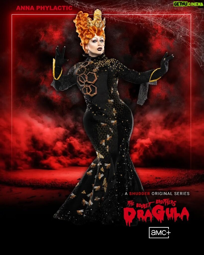 Daniel Wallace Instagram - By the pricking of my thumbs....something wicked this way comes...🦇🌛👻 Well it is spooky season after all.... And it’s OFFICIAL- Join me as I compete for the crown on the Boulet Brothers’ Dragula Season 5!Arghhhhhh! it's gonna be spooktacular!Mwahahahaaaa!*evil cackles in dragqueen* Here I am covered head to toe in bee's and honeycomb for my promo look.🐝 Repping the Manchester worker bee but with a dark(Annaphyactic)twist. Photo by @scottykirbyphoto Gown by long time collaborator @Lizziebiscuits Hair by @florencias_wigs Season 5 premieres 10/31 on Shudder and AMC+, and check out the Entertainment Weekly Exclusive for all the gory details on the full cast and the upcoming season (link in bio) @bouletbrothers @bouletbrothersdragula @shudder @entertainmentweekly @amcplus Los Angeles, California