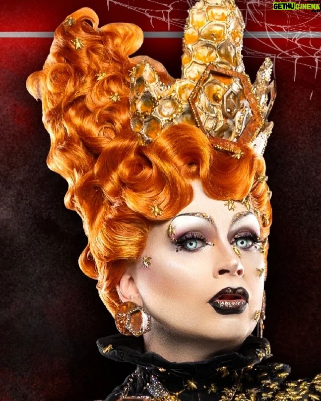 Daniel Wallace Instagram - I zoomed in on the glorious pic snapped by @scottykirbyphoto for @bouletbrothersdragula and felt like this mug deserved a post of its own! (I defs look like this in real life and there's no photoshop involved in making me look this goddammit beautiful 😂)Just look at that wig styled by @florencias_wigs Honeycomb crown by me with additional laser cut acrylic hexagons donated by that Sister of mine @cheddar_gorgeous It also completes a triptych and I do enjoy an Instagram triptych.Hapbee Friday 🖤💛🖤💛 Los Angeles, California