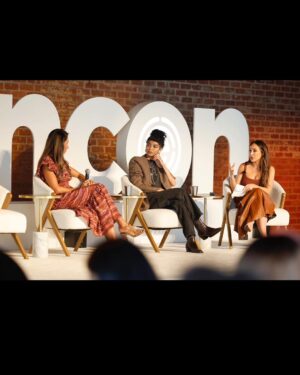 Danielle Robay Instagram - The first ever @environmentalworkinggroup Clean Con in LA! 🌱  It felt very fitting because California is where things happen first— CA’s progressive thinking sparks change that ripples through the rest of the country. 

We heard from leaders + innovators in the wellness space. People who have changed legislation, changed minds + changed lives. 

Thank you to everyone who came out; I really loved spending the day with you! 

makeup: @magnese_akina 
hair: @amandajsmart 
photos: @emmaeliza + @matrixq