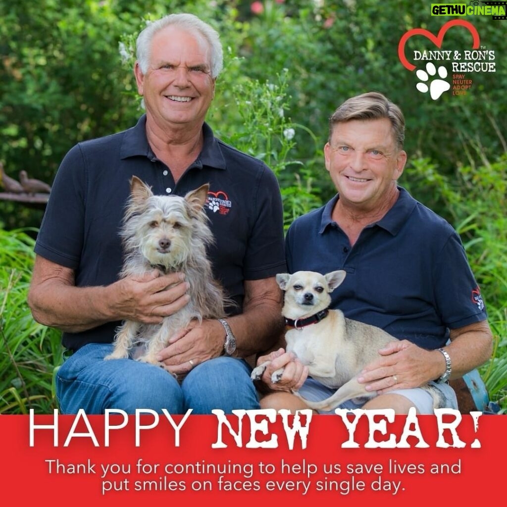 Danny Robertshaw Instagram - Happy New Year from Danny & Ron's Rescue! 🎉 Thank you for helping us continue our mission to save lives every day ❤️🐶 #ALifetimePromise #DannyRonsRescue #AdoptLove #HappyNewYear