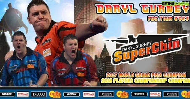 Daryl Gurney Instagram - Day two in Barnsley, and my only hope is that I don't draw Dylan in the first round again 😂 I'm in good form, and looking to do damage at PC20 today. Thanks for the support as ever. @txoddsofficial @totalhire @winmauofficial