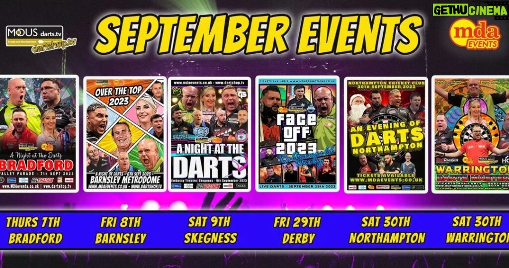Daryl Gurney Instagram - Some cracking shows coming next month from MDA events and Modus. Bradford, Barnsley, Skegness, Derby, Northampton and Warrington are all included! Tickets available here: https://mdaevents.co.uk/events/