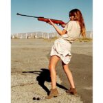 Daveigh Chase Instagram – Boom boom!! BB guns & @proenzaschouler tees(my all time fave.).. The hardest & the softest. 
p.s. Love all my new followers, can’t wait to see what happens this year guys!! 😘
#proenzaschouler #palmsprings #guns #springiscoming (Photocred- Tommy w/ takinitEZ)