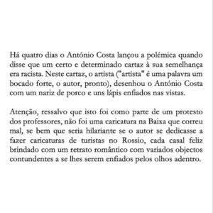 David Cristina Instagram - Escrevi um textículo sobre a polémica racial dos cartazes do António Costa. Queria ter escrito ontem, mas estava a ressacar dos Santos. Mas pronto, escrevi hoje.