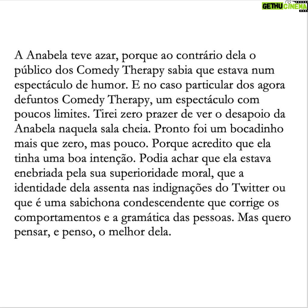 David Cristina Instagram - A propósito da Anabela que interrompeu o espectáculo dos Comedy Therapy ontem.