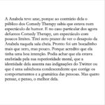 David Cristina Instagram - A propósito da Anabela que interrompeu o espectáculo dos Comedy Therapy ontem.
