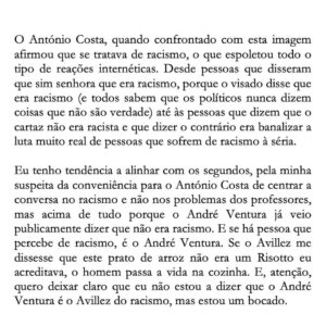 David Cristina Instagram - Escrevi um textículo sobre a polémica racial dos cartazes do António Costa. Queria ter escrito ontem, mas estava a ressacar dos Santos. Mas pronto, escrevi hoje.