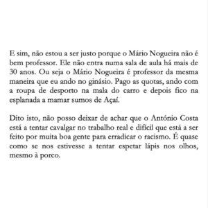 David Cristina Instagram - Escrevi um textículo sobre a polémica racial dos cartazes do António Costa. Queria ter escrito ontem, mas estava a ressacar dos Santos. Mas pronto, escrevi hoje.