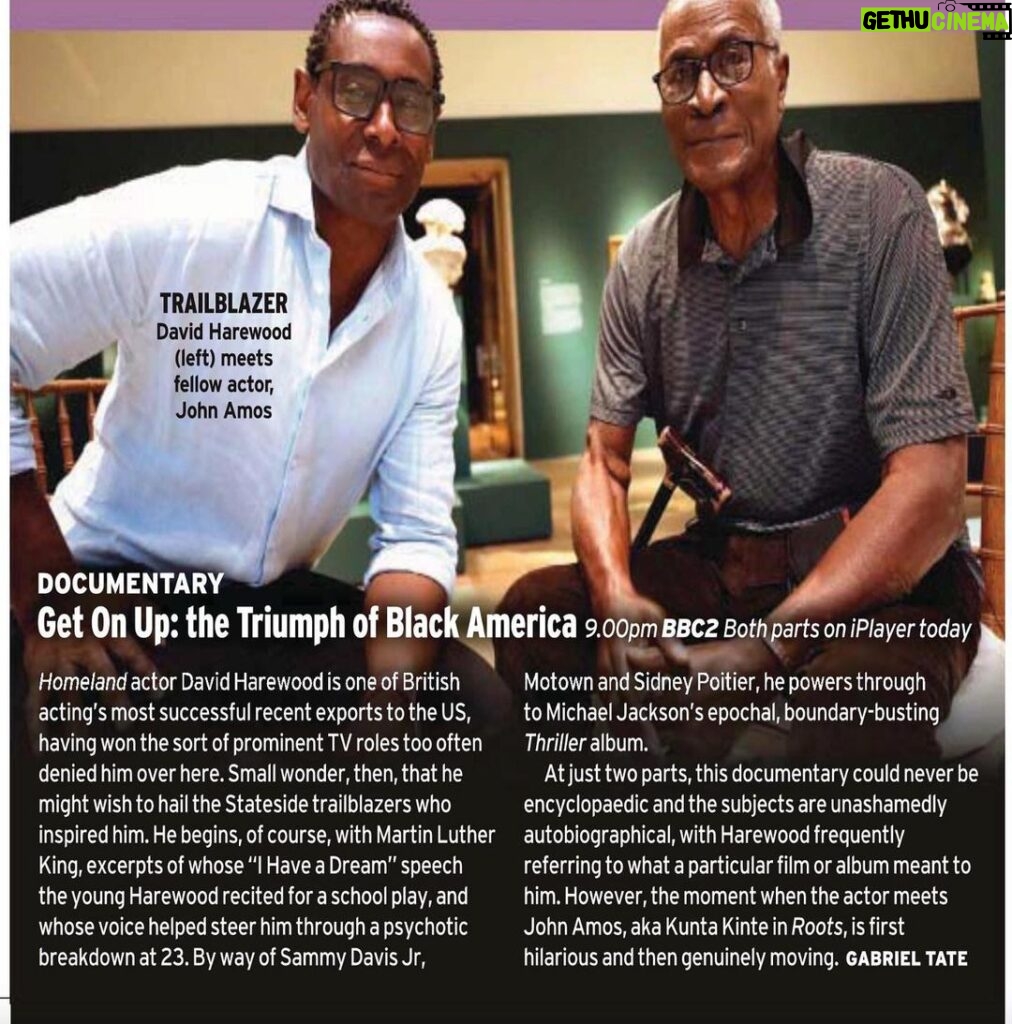 David Harewood Instagram - Looking forward to seeing this on screen! GET ON UP! It’s a fantastic autobiographical examination of the impact African American culture has had on popular culture. Watch it on the BBC next week and get ready to shake yo money maker! #GetOnUp