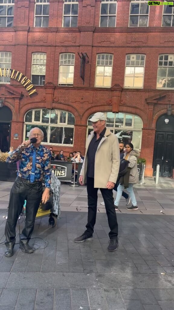 David Hasselhoff Instagram - Having a great time in Cardiff. Saw this guy…. The welsh love to sing. Cardiff city centre