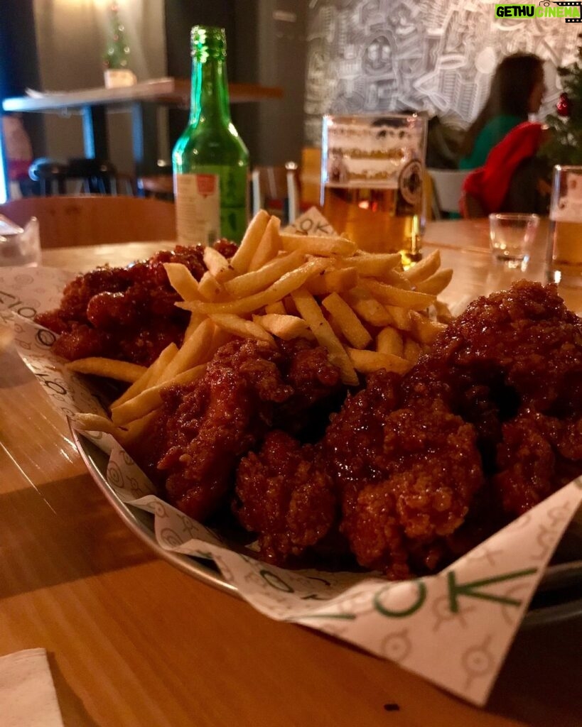 David Lambert Instagram - So this place is brand new. Opened a month ago. If you’re ever in Berlin. Check out @kokioberlin. Some of the best Korean style chicken without actually going to Seoul. It is simple. It is authentic. It is just good 👍 PS the beer and Soju doesn’t hurt. I’d order some. KOKIO Berlin