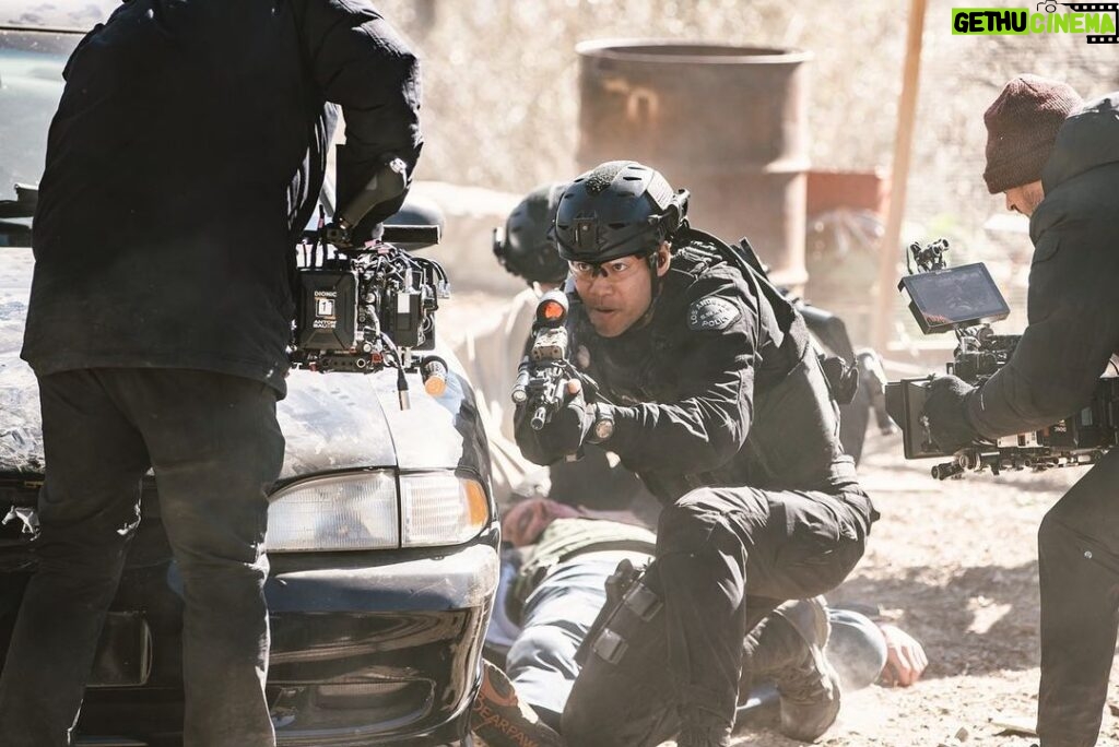 David Lim Instagram - Shot behind the shot, Acton edition. We spent two days in the freezing cold filming an epic action sequence for this Friday’s episode of @swatcbs. 🎥💥🥶 #SWAT Acton, California