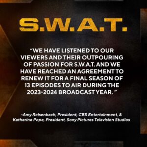 David Lim Instagram - Live to fight another day. The resilience of this show and our fans was on full display this past weekend. Getting cancelled on Friday and un-cancelled on Monday brought a whirlwind of emotions for all of us, as we’ve poured our hearts and souls into #SWAT for six amazing seasons. Even after the news of cancellation, it didn’t feel like it was over just yet. 

Thank you @sptv @cbstv and the entire @swatcbs fam for letting us give the show and our characters a proper send-off. And shout out to our fearless leader @shemarfmoore for always fighting for what’s right. 

SWAT. SEASON 7. THE LAST DANCE. LET’S GO!!! 🖐🏽✌🏽💥