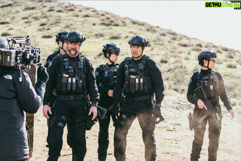 David Lim Instagram - Shot behind the shot, Acton edition. We spent two days in the freezing cold filming an epic action sequence for this Friday’s episode of @swatcbs. 🎥💥🥶 #SWAT Acton, California