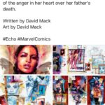 David Mack Instagram - I love that MARVEL is using the sign language of her name ECHO the way i did in the comics. Thanks for supporting my work! & for the great response to ECHO! My creation of ECHO on Disney+ Jan9 Maya Lopez AKA Echo, Played by the spectacular @alaquacox ! @vincentdonofrio & #CharlieCox also return as #WilsonFisk & #Daredevil & are legendary! It's so great to see these 3 characters in the same story on the screen as I wrote them all in my first Daredevil story together. It's incredibly moving to see the care & effort & thought put into this. To see what it is becoming after all these years. A big thanks to all involved. Video of my work here: https://vimeo.com/871158301 (Link in BIO) You can find new art & prints of my work available at @KirbysComicArt LINK in BIO With some new things timed for ECHO release early next week!
