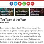 David Michael Harwood Instagram – .
2023 Tag Team of The Year
Top Guys
Living Legends 
FTR