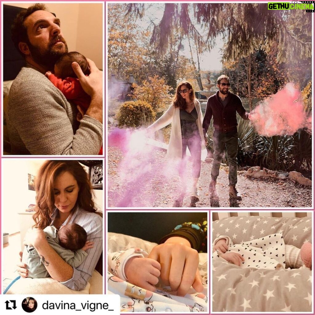 David Mora Instagram - #Repost @davina_vigne_ with @make_repost ・・・ Le baby des dadas, notre petit koala est né il y a un mois (16/01/21)... et devinez quoi ? C’est la plus jolie des merveilles et elle ressemble comme deux gouttes d’eau à son papa. C’est bien la peine de l’avoir porté pendant 9 mois 😅 j’ai le plaisir de vous informer que le magazine du ventre plat reprend du service ! 😅 #ventreplatmagazine Le grand frère est fier, le papa est gaga, la maman ébahie et tout ce petit monde est cerné 😅 On a demandé à notre fille son avis, elle préfère garder l’anonymat 😉 et puis elle refuse de voir son joli minois grimé par un smiley. C’est trop « 2020 » apparement 🤷‍♀️ enfin bref cette petite a du caractère et de l’avenir ! On n’est pas à l’abri qu’elle change d’avis 🙃 mais pour le moment on garde l’exclu sur son sourire, sa bouille d’ange et son prénom. On vous embrasse et on vous souhaite le même nuage que celui sur lequel nous flottons avec @david_mora_officiel 💕 lit @reves_de_libellule ♥️🍼 photo fumigène @lesamoureuxphotographie @michael_vinitzki #lebabydesdadas #tropdamour #bisousdenous