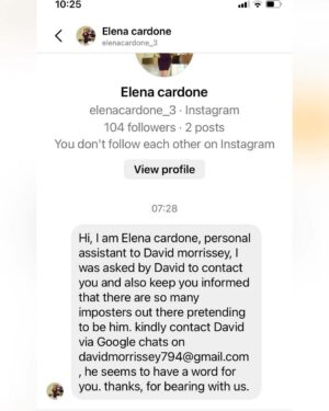 David Morrissey Instagram - I have absolutely no idea who this person is and she is nothing to do with me. Please ignore her!