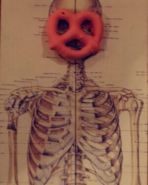 David Thewlis Instagram - Many of you have written to me begging me to place a pink yoghurt pretzel on top of a skull for comic effect. Here you go. Any other requests?