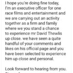 David Thewlis Instagram – Surely I don’t need to tell you that this is poorly conceived and creepy nonsense. Not even I have experienced myself up close and personal. If it comes your way please report 🙏