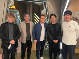 David Yost Instagram - It was such a huge honor to have the executives from @toei_animation come to the set of “Power Rangers: Cosmic Fury” while filming in New Zealand. I met Shin-Ichoiro Shirakura 30 years ago when we started “Mighty Morphin Power Rangers.”
From L- R:  Shin-Ichoiro Shirakura, Yasuhiko Nakajima, Takahito Ohmori, Gaku Yoshida 
Thanks to these gents for their continued support of Power Rangers! 
#powerrangers #mightymorphinpowerrangers #blueranger #cosmicfury #toeianimation #newzealand