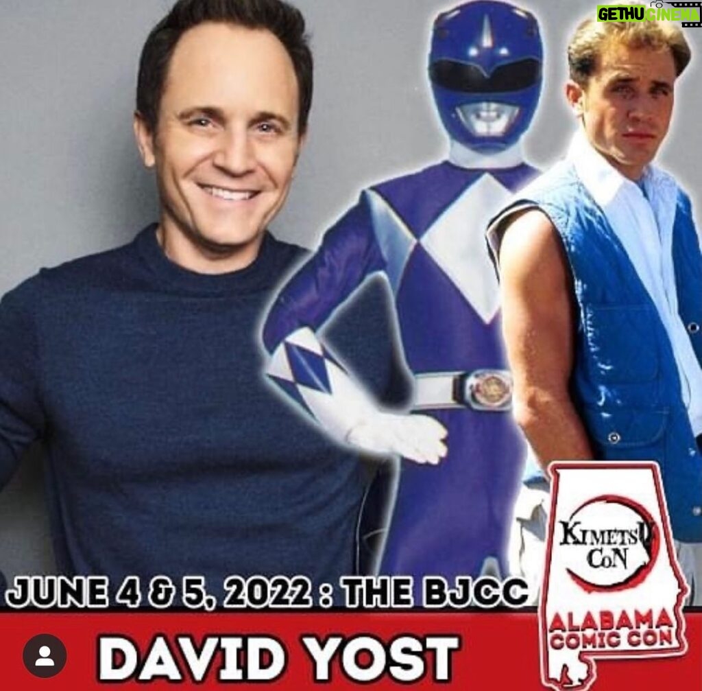David Yost Instagram - BIRMINGHAM, ALABAMA - I’m happy to announce that I’ll be appearing at @alabamacomiccon June 4th & 5th! This should be a lot of fun! Come check it out! #powerrangers #blueranger #affirmative #affirmyourself #alabamacomiccon