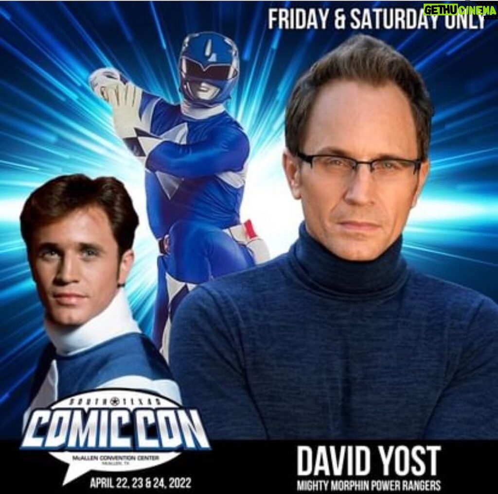 David Yost Instagram - MCALLEN, TEXAS - Next weekend I’ll be appearing at @stxcomiccon on Friday & Saturday only! My buddy @atothedoublej will be there Saturday & Sunday! Come say Hi! #affirmative #affirmyourself #powerrangers #mmpr #blueranger #pinkranger #stcomiccon #mcallen #texas Mcallen Convention Center