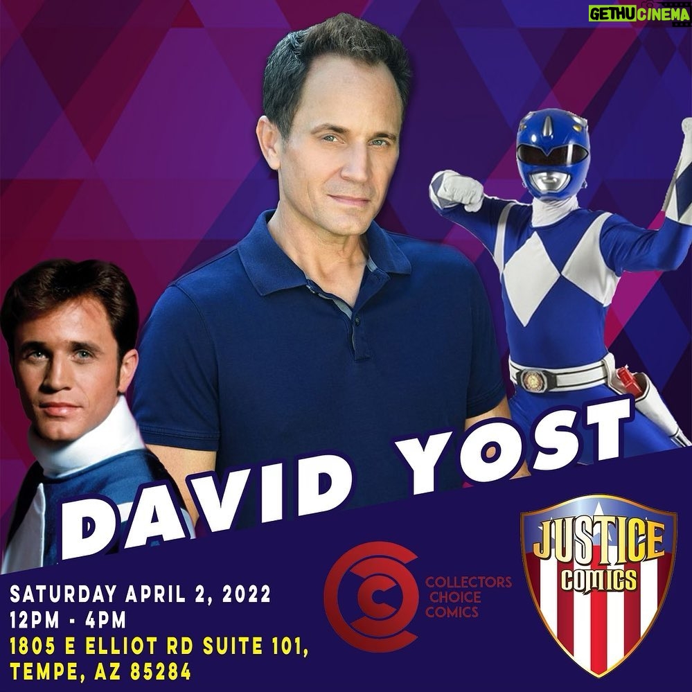 David Yost Instagram - PHOENIX, AZ - I am happy to announce that I will be doing an appearance/signing at @justicecomicbooks in Tempe on Saturday APRIL 2nd from 12-4 PM. Please come out & say “Hi!” #powerrangers #mightymorphinpowerrangers #blueranger #affirmative #affirmyourself #quantumcontinuum Justice Comics