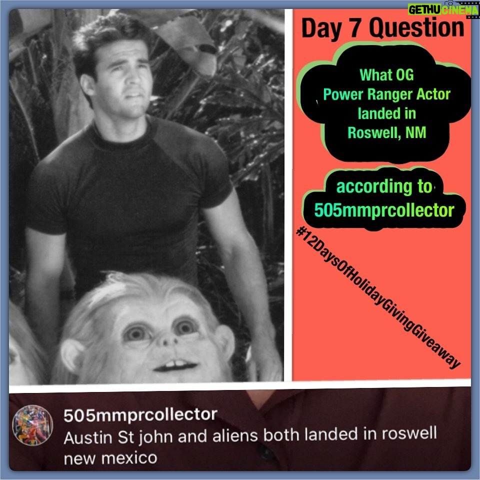 David Yost Instagram - Day 7 Question of the #12DaysOfHolidayGivingGiveaway According to @505mmprcollector , what OG Power Ranger actor landed in Roswell, NM? (Actors name NOT the character) Write your answer below and tune in on December 20th at 7 PM Pacific / 10 PM Eastern on my IG Live to see who wins!
