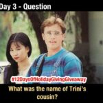 David Yost Instagram - DAY 3 QUESTION of the #12DaysOfHolidayGivingGiveaway - What was the name of Trini’s cousin? Write your answer below for a chance to win! I will reveal the winner tomorrow, Tuesday December 5, 2023 at 7 PM Pacific / 10 PM Eastern Hollywood, California