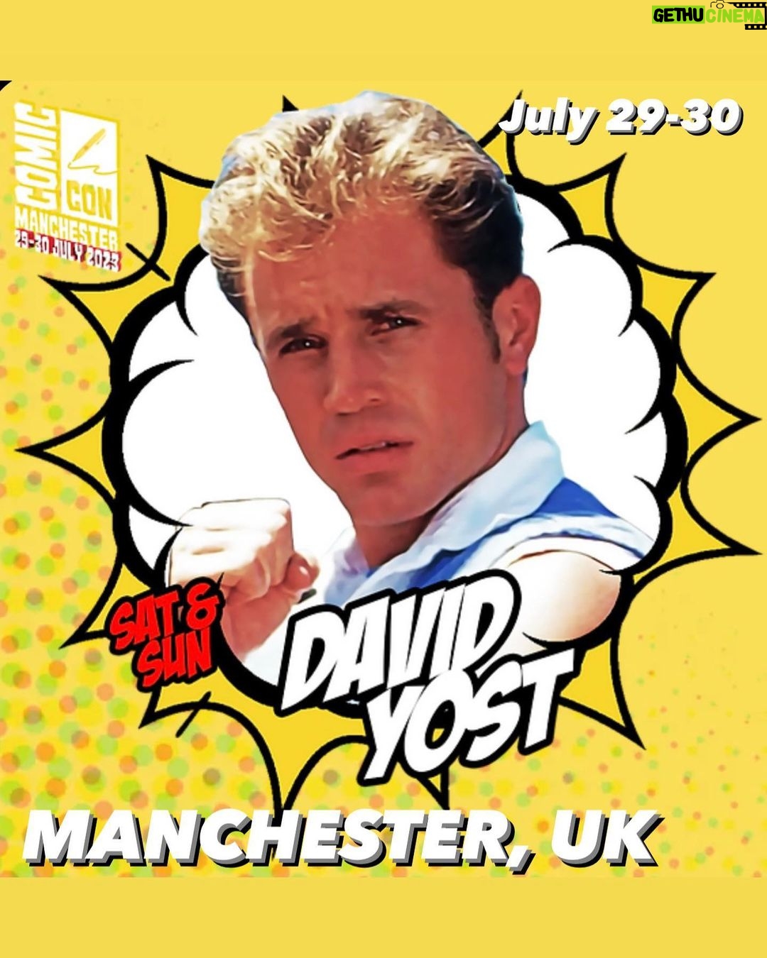 David Yost Instagram - MANCHESTER, UK - I’m excited to be appearing at @comicconmanchester July 29-30! I haven’t been the the UK since pre-Covid so I’m excited to return! I hope you’ll come out to the Con, say Hi & have some fun! #powerrangers #blueranger #affirmative #affirmyourself B.E.C Arena