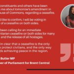 Dawn Butler Instagram - Ahead of tomorrow's potential vote, here is my statement: Many constituents and others have been asking me about tomorrow's amendment in the House of Commons, regarding a ceasefire. I would like to confirm, I will be voting in favour of a ceasefire on both sides. I have been calling for an immediate humanitarian ceasefire on both sides for many weeks and the release of all hostages. I remain clear that a ceasefire is the only way to protect civilians, and the only way towards achieving peace in the region.