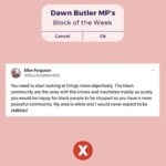 Dawn Butler Instagram - This week’s Block of the Week comes from a former local government officer. Thankfully this racist is now retired, imagine the decisions this ignorant person made. I'm concerned for the damage she has done during her career. I will never stop calling out abuse and blatant lies! #ButlerBlocks