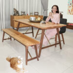 Deanna Yusoff Instagram - Semoga saudara-saudari muslim saya dan sekeluarga diberkati sepanjang bulan Ramadhan ini. Raya is just around the corner and I am excited to have added these to my furniture collection at home. The Scandinavian aesthetic really ups the style ante with minimum fuss. This Dualtone collection is unique as it uses a combination of two timbers, oak and walnut where most furniture brands only focus on one. This particular collection also uses brass as a subtle accent. I also love the idea of a bench rather than all chairs. It adds a more intimate feel to my dining area. And look, even my cats love it. What do you think? If you have the same taste as my cats, you’ll be pleased to hear about Commune’s Mega Raya Sale from May 19th to June 10th, 2018. Enjoy exclusive 10% discount storewide and also enjoy these sweet rewards when you spend these following amounts in a single receipt/transaction, while stocks last. - Spend RM3000 and redeem a free large serving board worth RM259 - Spend RM6000 and redeem a free Dewey stool worth RM479 - Spend RM8000 and redeem a free Crimson end table worth RM589 - Spend RM10000 and redeem a free leather cube stool worth RM689 Commune Store Locations: - No. 88 Jalan Maarof, Bukit Bandaraya, Bangsar 59000, Kuala Lumpur - Lot 920A, Jalan Melor, Kampung Sungai Kayu Ara, 47400. Petaling Jaya, Selangor - http://my.thecommunelife.com @communehome_official #communehome #furniture #scandinaviandesign #dualtone #walnutwood #oakwood #harirayaaidilfitri #ramadan #diningarea #rayamegasales #livingwithdeanna #catsathome #bench #stylishdesign #actress #singer #model #malaysianemcee #eurasian #cleanliving #sustainableforestry #toxinfreeliving #rawmaterial #singaporedesigner