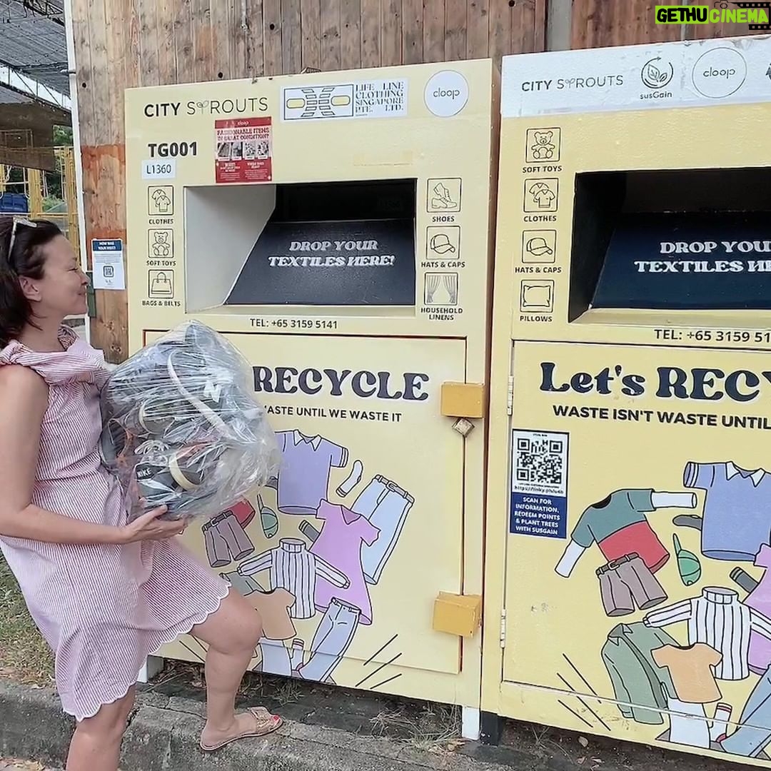 Deanna Yusoff Instagram - Hey there! Are you a hoarder or a Marie Kondo enthusiast for your wardrobe? I'm leaning towards the latter, and it's been amazing! I recently did some textile cleaning, collecting old towels, t-shirts, linens, and shoes. Then, I dropped them in bright yellow bins all over Singapore – like a treasure hunt! What's cool? These bins aren't a one-way ticket to the landfill. They're portals to a textile recycling wonderland. Everything goes to Malaysia for sorting and recycling. Some items find new life in the second-hand market, and the rest gets a creative makeover. Giving old stuff a second chance feels fantastic. And there's more! I also donate clothes, shoes, and bags I don't use to another bin. They sell them as pre-loved items and even have clothing swaps. It's a budget-friendly wardrobe refresh! Sure, I still buy new clothes, but I'm aware of the fashion industry's environmental impact. Textile waste piles up fast. Recycling and swapping are win-win-win – someone enjoys my old stuff, we're kinder to the Earth, and I get a fresh wardrobe. Decluttering is like Marie Kondo for the mind – making space for positive vibes. In Singapore, check out cloop.sg for more info. So, are you a hoarder or a Marie Kondo-er? Any clothing swap systems in Malaysia? Let's keep the good karma going! 🌟👚🔄