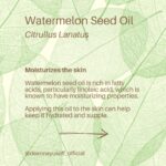 Deanna Yusoff Instagram - Watermelon seed oil has quickly become one of my go-to carrier oils for formulations. Its unique properties make it a perfect choice to use when creating natural skincare products. This oil (Citrullus Lanatus) is derived from the seeds of the watermelon fruit. It has gained popularity in recent years for its potential benefits for the skin. This amazing carrier oil is light yellow in colour and has a sweet, nutty scent. It is perfect for our climate as it is non-greasy and can penetrate deeply while giving you an extra boost thanks to its hefty helping of vitamin F (or omega 6s). Exciting news! My latest creation that will be out soon contains this oil. Keep an eye out for it...you won't want to miss this one! Hit the SAVE Button Now! #watermelonseedoil #citrullus_lanatus #seedoil #carrieroils #nongreasy #holisticskincare #holisticskin #ageingwell #naturalskincare #aging #wrinkles #wellaging #skin #skinhealth #ingredient #dryskin #complexion #skincareingredient #malaysia #certifiedformulator #edelbotanica #singapore #deannacreates #deannaformulates #actress